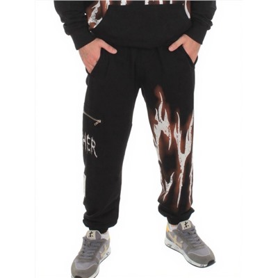 7350 BLACK/BROWN Брюки спортивные мужские (75% хлопок, 20% полиэстер, 5% спандекс)