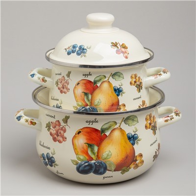 НАБОР КАСТРЮЛЬ AGNESS ЭМАЛИРОВАННЫХ СЕРИЯ "ФРУКТЫ", 4ПР. 1,5Л И 2,8Л, 16Х10СМ, 20Х12СМ