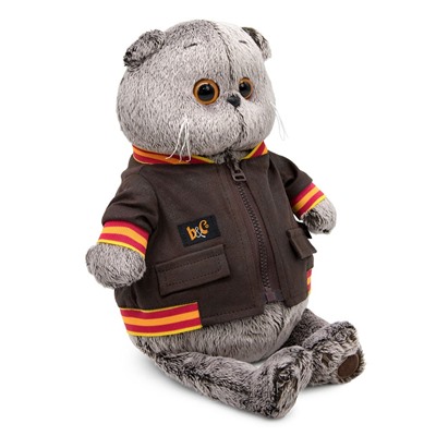 Мягкая игрушка "Кот Басик в кожаной куртке" (22 см)