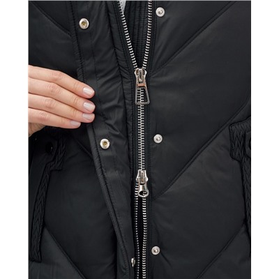 Куртка зимняя женская из овчина стильная и модная черного цвета 7348Ch