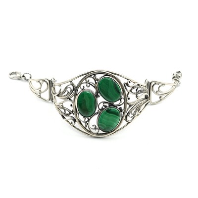 Браслет с малахитом, 18см.