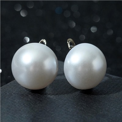 Серьги с жемчугом «Цветок» рассвет, белый в серебре