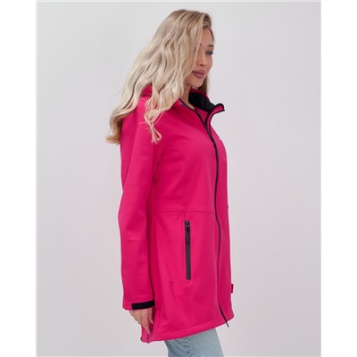 Парка спортивная женская с капюшоном softshell розового цвета 9568R