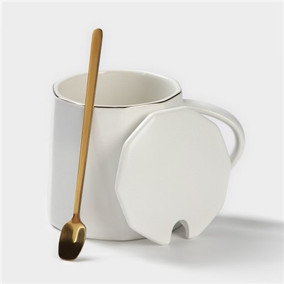 Кружка с ложкой Simple, 350 мл, керамика, белая