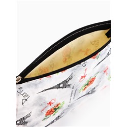 Косметичка-пенал на молнии, плоская, с рисунком «Французские розы», серая