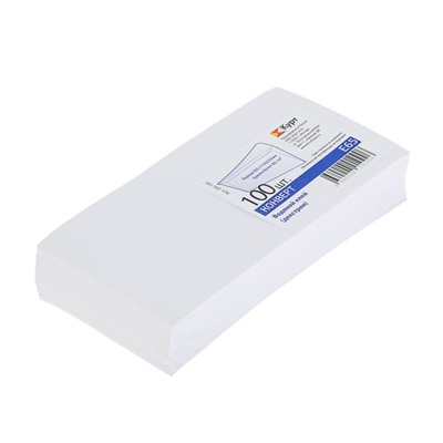 Конверт почтовый E65 110 х 220 мм, без подсказа, без окна, клей, 80 г/м2