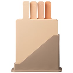 НАБОР РАЗДЕЛОЧНЫХ ДОСОК ИЗ 4 ШТ+ПОДСТАВКА 24*7.8*17CM ЦВЕТ: БЕЖЕВЫЙ