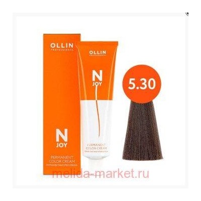 OLLIN "N-JOY" 5/30 – светлый шатен золотистый, перманентная крем-краска для волос 100мл