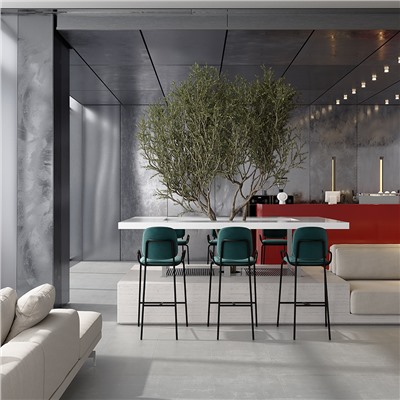 Стул барный Ror, 2 Frame, велюр, черный/зеленый