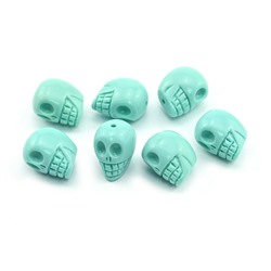 Разделитель-бусина П, Череп  9*11*13мм, цв.мятный, отверстие 1,2мм.