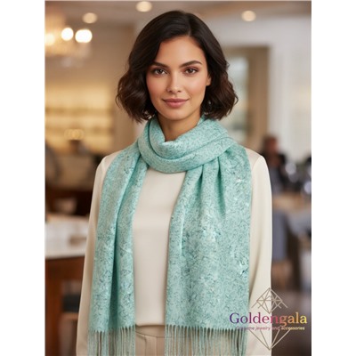 Палантин из хлопка и бамбука премиум Арт 2459/9 фон бирюзовый