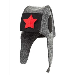 Шапка банная "Танкист", войлок серый