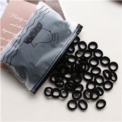 Набор резиночек для волос 100 шт. в косметичке с Птичкой, диаметр 2 см. ЧЕРНЫЕ