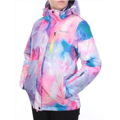 W1609-2 PINK/BLUE PRINT Куртка горнолыжная женская ERUITOR (100 гр. холлофайбера)