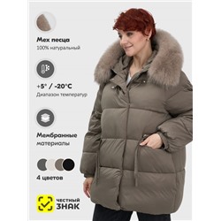 Куртка зимняя женская с мехом и капюшоном тренд коричневого цвета 7639K