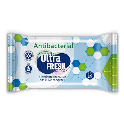 Салфетки влажные Ultra Fresh Antibacterial, 15 шт.
