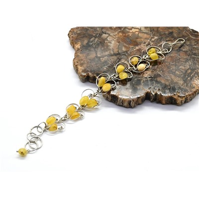 Браслет янтарь в посеребрении, 17,5см.