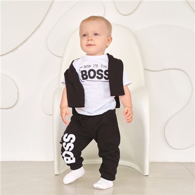 Штанишки детские Крошка Я "Little Boss", рост 80-86 см, цвет чёрный