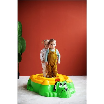 Песочница KIDS  Собачка с крышкой 432
                        зеленый / желтый