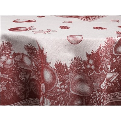 07с-21 ЯК Скатерть 150*220  "Новогодние игрушки" цв. бордо