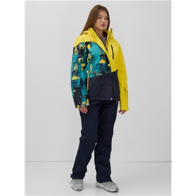 Горнолыжный костюм женский зимний УЦЕНКА желтого цвета 02801J