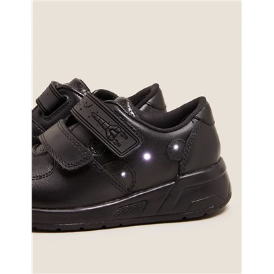 Kids' Leather Light Up Riptape School Shoes (8 Small - 1 Large)