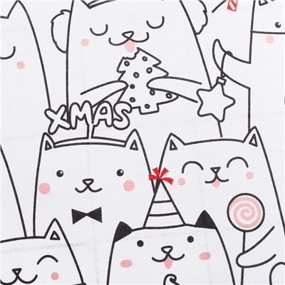 Постельное белье новогоднее Этель 1.5 сп Xmas cat 143*215 см, 150*214 см, 70*70 см - 2 штуки