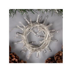 Гирлянда «Нить» 4 м, IP20, прозрачная нить, 40 LED, 2 режима, батарейки AAх3 (нет в комплекте), свечение белое