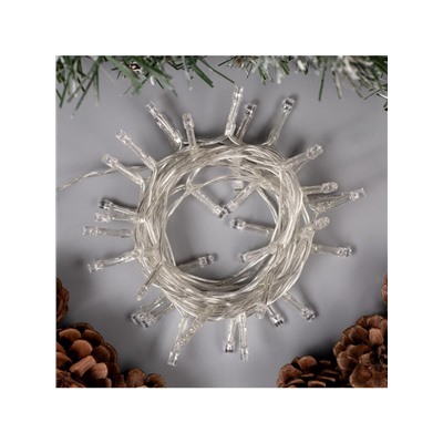 Гирлянда «Нить» 4 м, IP20, прозрачная нить, 40 LED, 2 режима, батарейки AAх3 (нет в комплекте), свечение белое