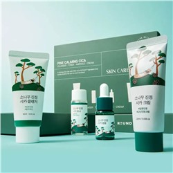 ROUND LAB Набор средств для лица с экстрактом сосны и центеллы: пенка, тонер, сыворотка, крем / Pine Calming Cica Trial Kit, 30 мл, 20 мл x 2, 10 мл