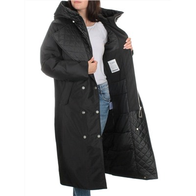 EAC327 BLACK Пальто зимнее женское (200 гр. холлофайбера)