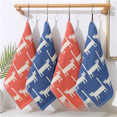 Towel Korean spotted cat four-layer cotton gauze large square towel wipe hand towel export kitchen towel factory price wholesale