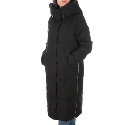 22361 BLACK Пальто зимнее женское облегченное (150 гр. холлофайбера)