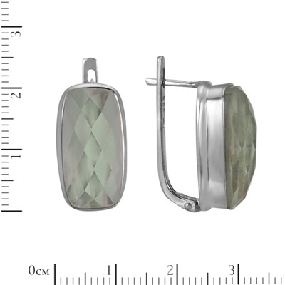 Серьги с зелёным аметистом, родий ИВСК33410Х20АЗ0R2