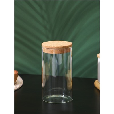 Банка для хранения сыпучих «Классика», 650 мл, 8.5×16 см, с пробковой крышкой, стекло