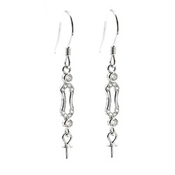 Серебряные швензы петля 18*4мм с фианитами, 1пара