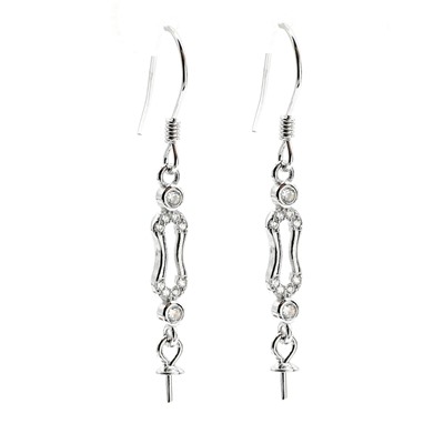 Серебряные швензы петля 18*4мм с фианитами, 1пара