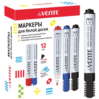 Маркер для доски "deVENTE" с клипом пулевидный 5мм черный 5040306/12/Китай