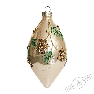 Капля "Хвойные веточки" кремовая глянцевая (стекло) 6х6х12 см