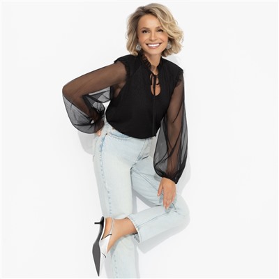 Блуза с акцентными рукавами, Вечная привилегия (блеск)