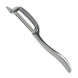 Овощечистка "TalleR" 17х2,2х1,9см, цинковый сплав, никелированная матовая поверхность, продольное лезвие из стали 4см, плавающее, двухстороннее, на картоне (Китай)