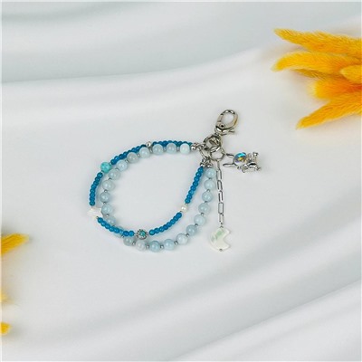 Радуга Самоцветов Брелок из Аквамарина, Апатита, Амазонита, Перламутра и Жемчуга