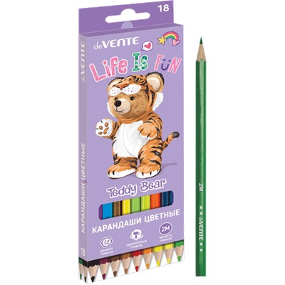 Карандаши 18цв "deVENTE. Teddy Bear"  2М 2,8мм шестигранные 5023414/8/Китай