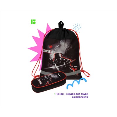 Ранец Berlingo Expert Box "Ninja" 38*29*16см, 2 отделения, анатомическая спинка, пенал и мешок для обуви в комплекте