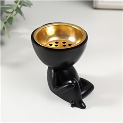 Курильница для благовоний, подставка для конусов «Человечек сидит», полистоун, чёрный, 6.7×6×6.8 см