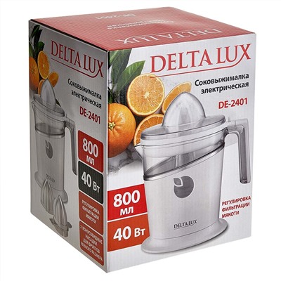 Соковыжималка электрическая 40 Вт, 800 мл DELTA LUX DE-2401 белая