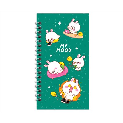 Записная книжка 95*175мм 96л. на гребне MESHU "My cute day", матовая ламинация, твердая обложка, выборочный УФ-лак