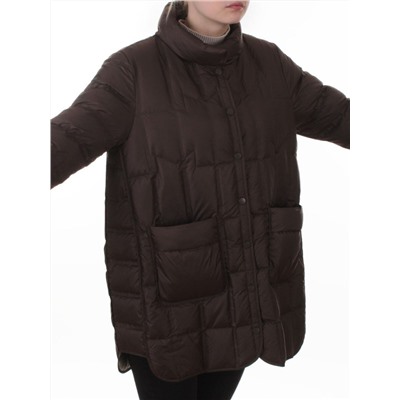 H24-328 BROWN Куртка пуховая облегченная женская (белый утиный пух)