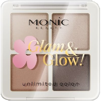 MONIC BEAUTY Тени для век 4 цв Glam&Glow! Unlimited All Day Color 02 Milky Way