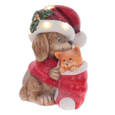 GAEM Фигурка декоративная с подсветкой "Щенок и котёнок"(3хААА, н/п), L30 W21 H40 см